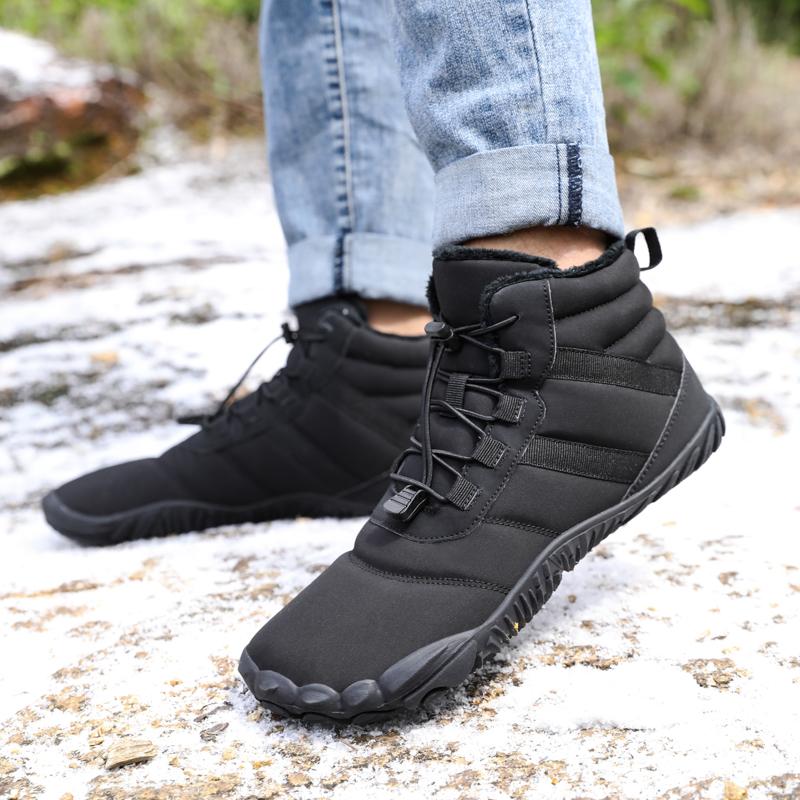 Plush Outdoor Hiking Sneakers Winter Warm Climbing Shoes Unisex High-top Snow Boots Ankle Booties Anti-slip Cotton Shoes
