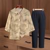 Grandma's Stylish Summer Thin Lapel Blouse Set