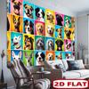 2D Cute Puppy Head Grid Background Cloth Dog Lover Home Wall Decor