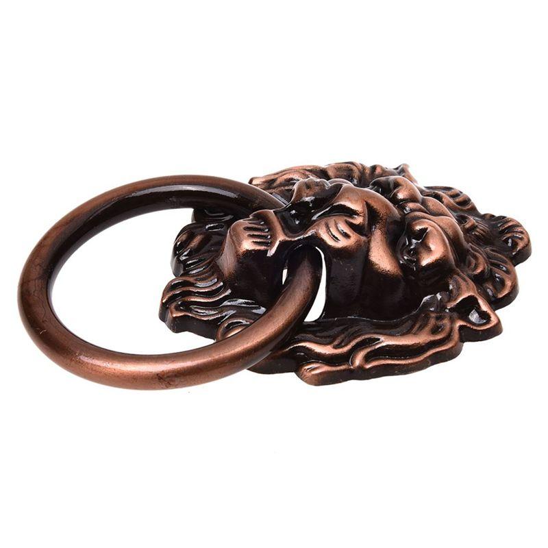 ABUL-3X Antique Style Copper Tone Metal Lion Head Shaped Drawer Pull Handle 2.5 Inch