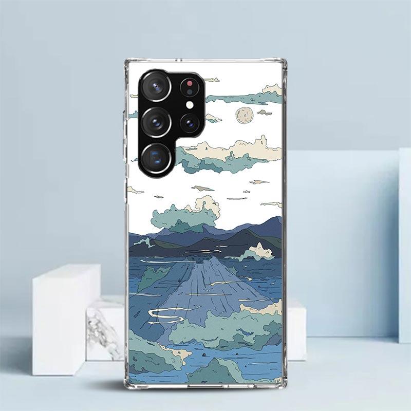Anime Aesthetic Scenery Phone Case For Samsung Galaxy S24 S25 Edge S26 Ultra S22 S23 Plus S21 + S20 FE Soft TPU Back Cover Galax