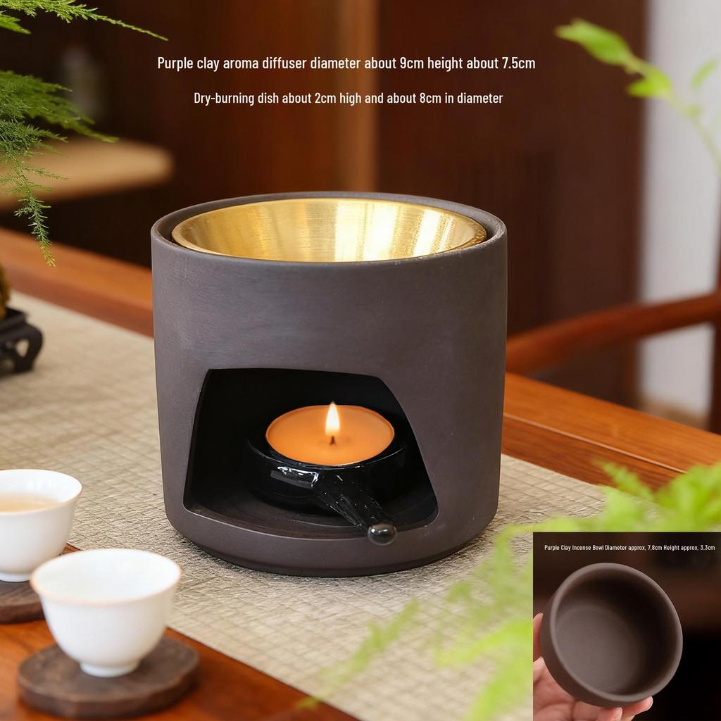 Japanese Style Multifunctional Aromatherapy Candle Burner for Essential Oils, Warm Tea, and Sleep Aroma Bricks with Sandalwood and Agarwood.