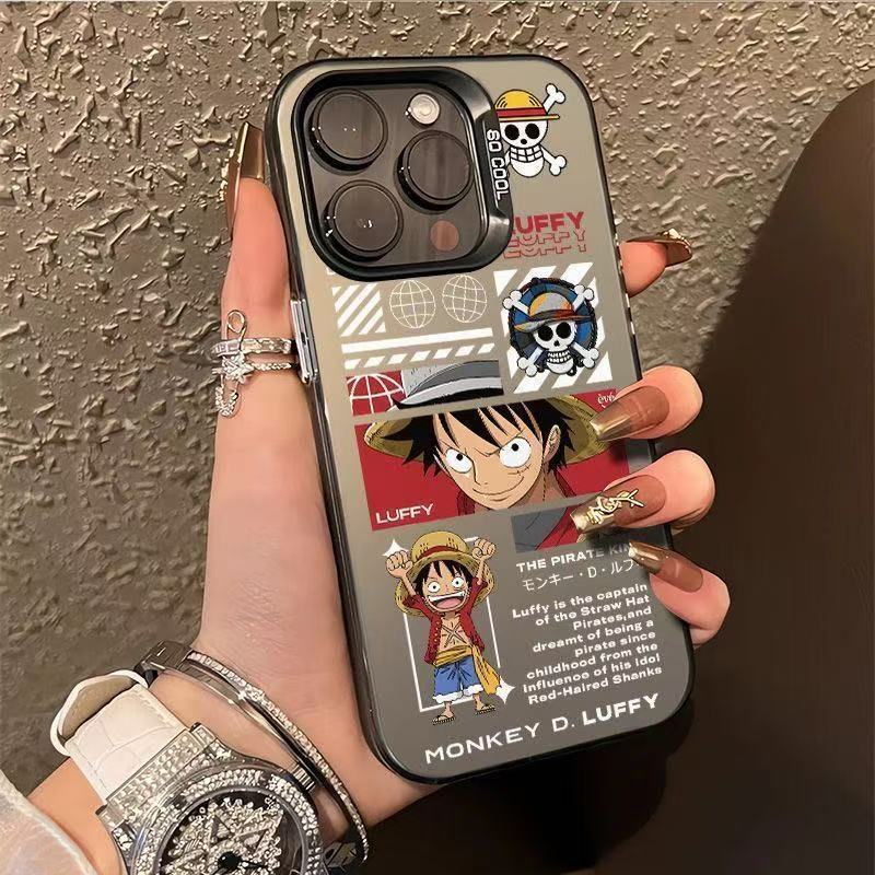 One Piece Luffy compatibele iPhone 18 Pro Max telefoonhoesje, gepersonaliseerd energiek hoesje voor iPhone 18/15/14 met tekst 13.