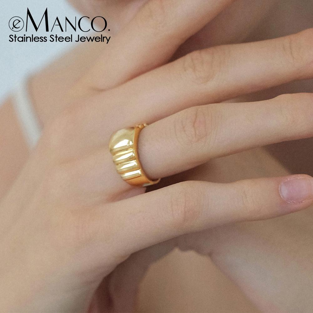 EManco Bread Pattern Ring Stainless Steel Jewelry Twist Personalized Couple Rings Women's Jewelry