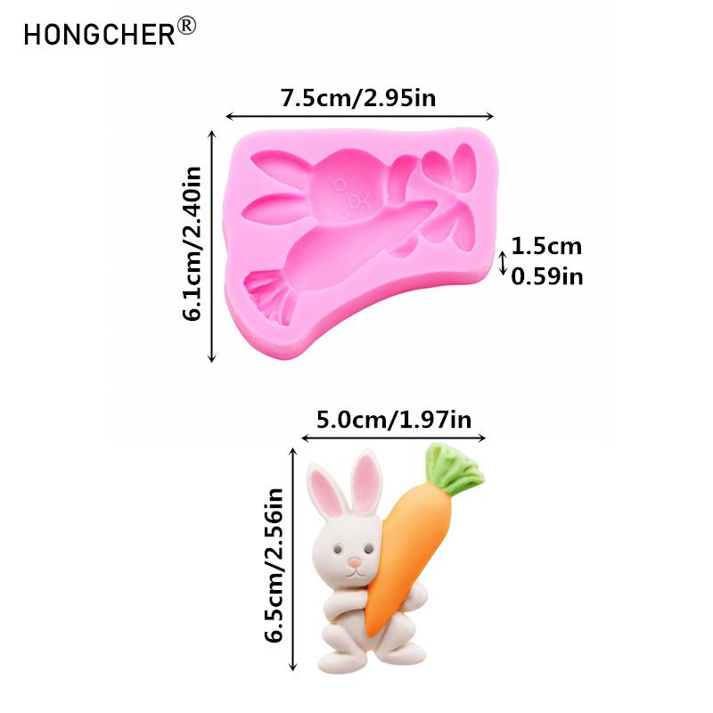 1 Pcs Carrot Fondant Silicone Mold Easter Bunny Hand Stick Rose Carrot Shape Cake Decoration Drip Mold DIY Handmade Art Molds