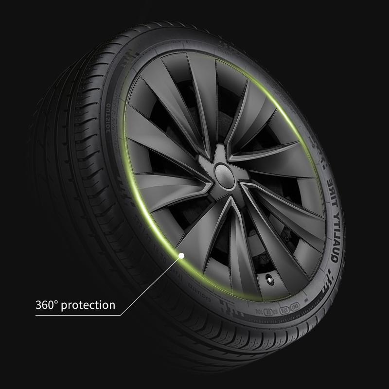 4PCS for New Model Y 2025-2026 Juniper 20 Inch 4PCS Turbine Style Black Hubcap Rim Cover Hub Cap Wheel Cap for Tesla