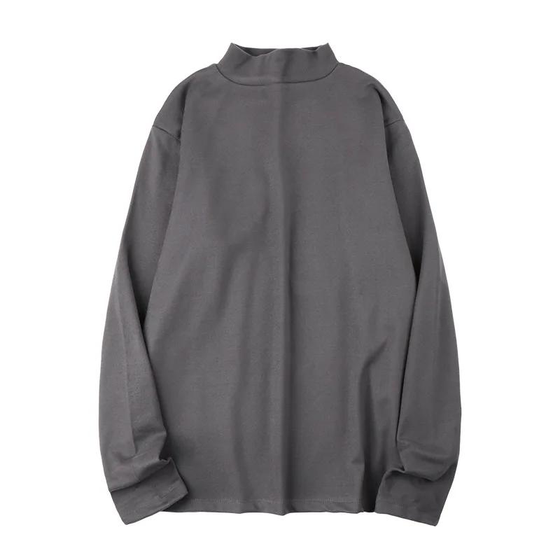 Men s Bottoming Shirt Half-High Collar Warm and Traceless Long-Sleeved T-Shirt Underwear T-shirt for Male S серый