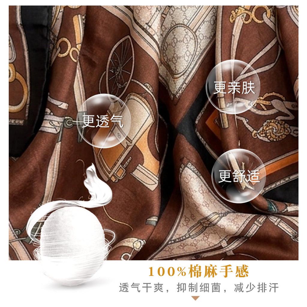 British coffee letter 71 small square scarf silk scarf women's spring and autumn summer small scarf cotton and linen scarf mother gift shawl