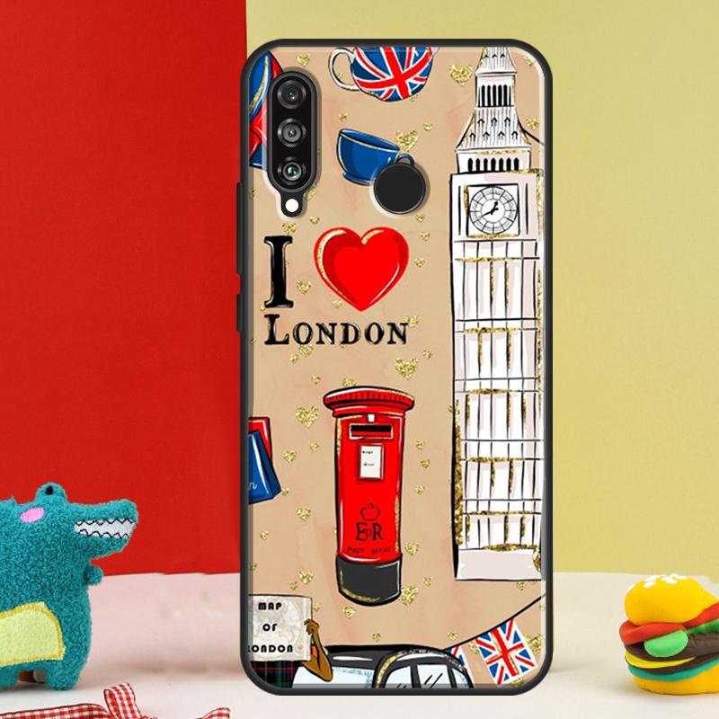 London Bus England Big Ben For Huawei Nova 12s 12i 11i 8i 9 10 SE Y91 Y90 Y60 Y70 Y72 Y61 P20 P40 P30 Lite P60 Pro Case