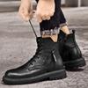 Men's Genuine Leather High-Top Snow Boots - Winter Velvet-Lined Martin Style