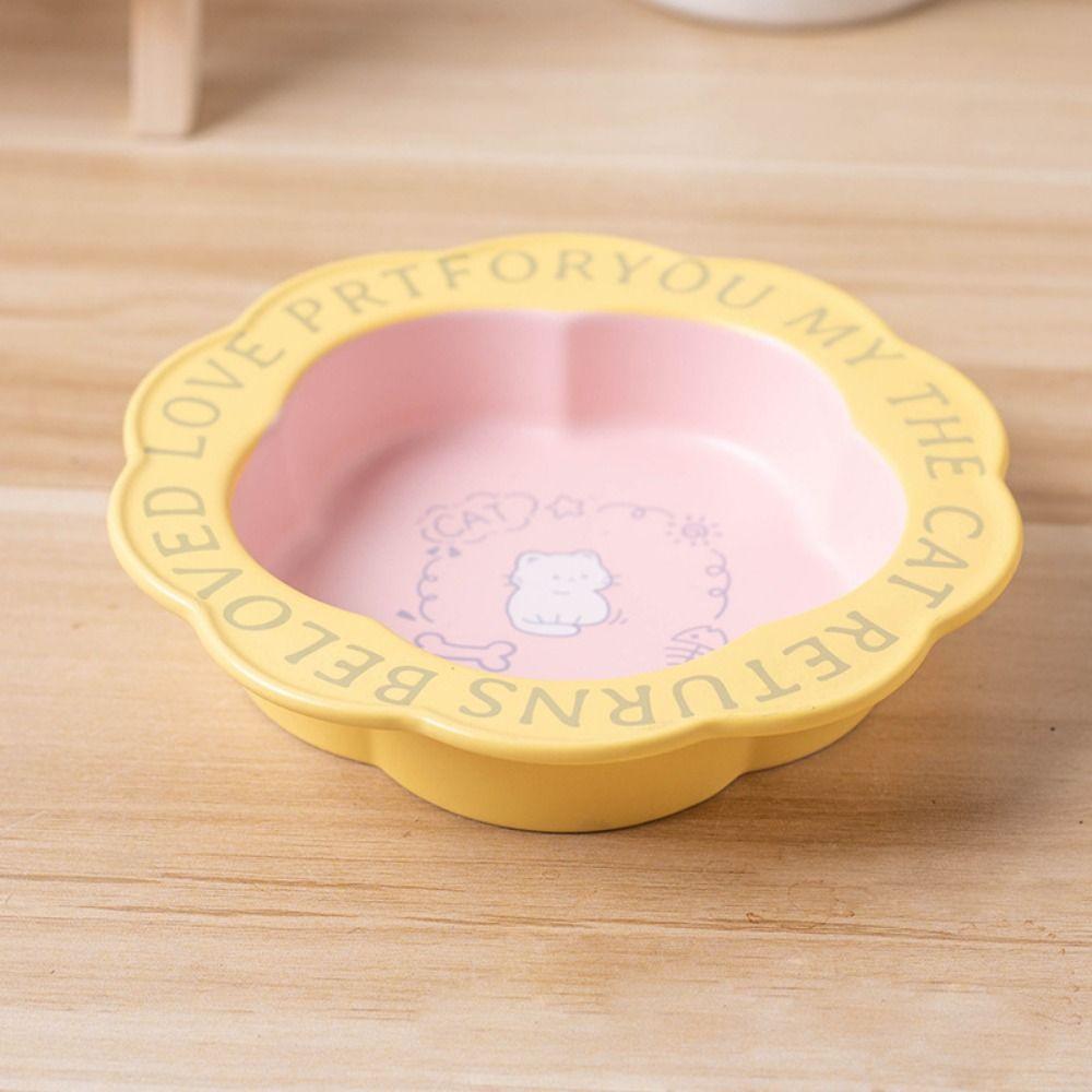 Non-slip Ceramic Pet Bowl Flower Shape Cat Feeding Dish Pet Canned Food Bowl Feeding