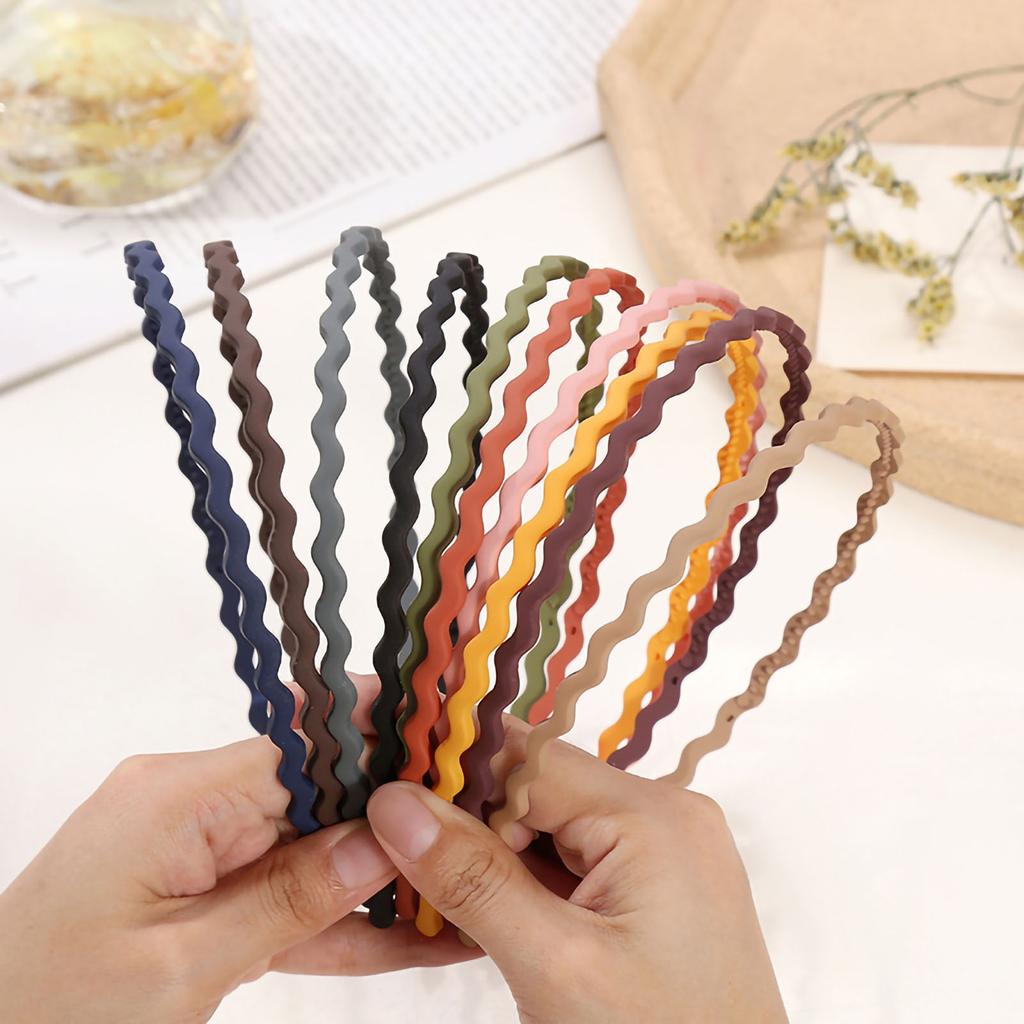 Wavy Headband for Women Wavy Hairband Candy Color 180 degrees Stretch Fashion Headbands Frosted Minimalist for Sports