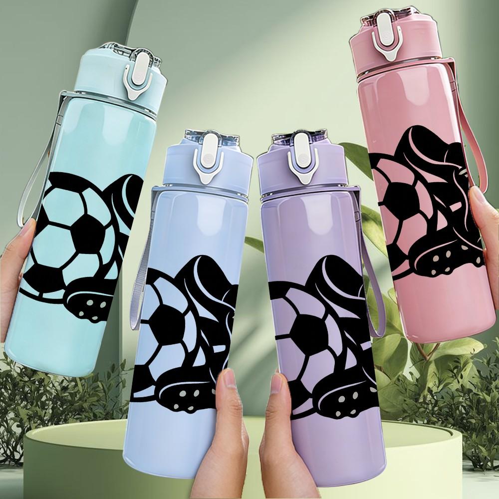1PC Soccer Cleat Football Shoe Pattern 750ml Color Plastic Sports Water Bottle Leakproof Flip Straw Lid Suitable for Sports Office Home Use