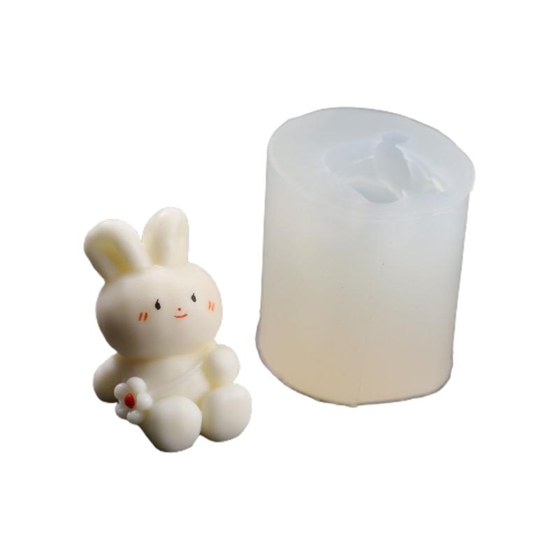 3D Rabbit Silicone Mold Easter Aromatherapy Candle Mould Resin Clay Soap Making DIY Craft Chocolate Cake Decorating Tool