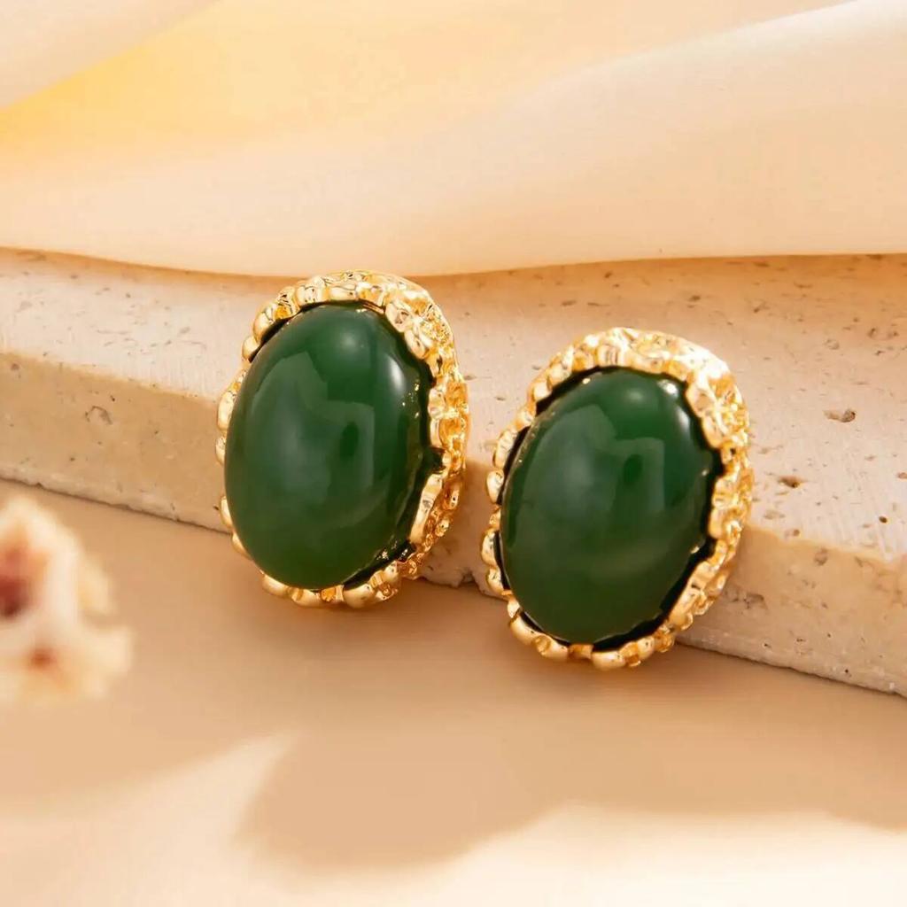 SHIXIN 3 Colors Vintage Irregular Resin Stud Earrings Women Bohemian Temperament Geometric Piercing Earring Daily Party Jewelry