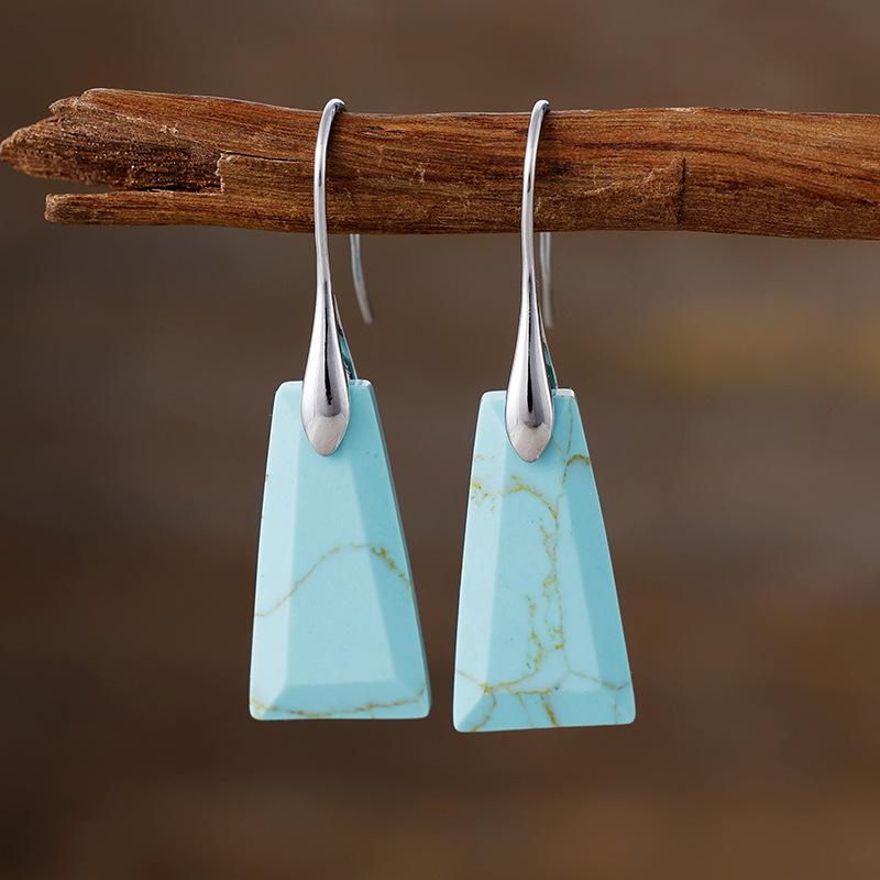 Bohemian geometric pendant earrings, popular natural stone jewelry in Europe and America