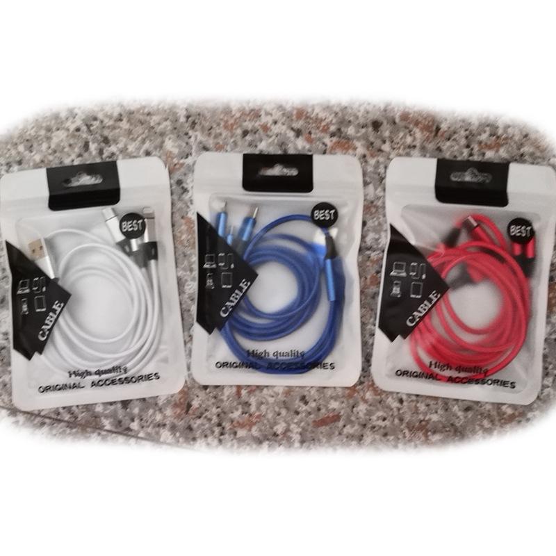 One-to-three Nylon Braided Charging Cable for Apple, Android, Huawei - Fast Charge 3-in-1 Gift
