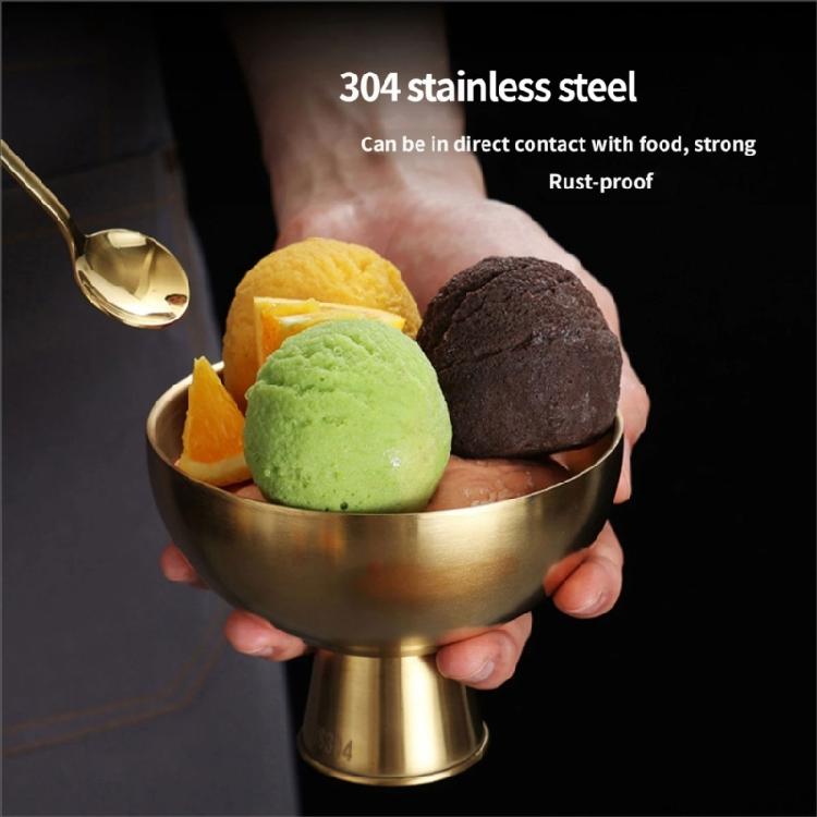 Double Walled Footed Stainless Steel Dessert Container Puddings Cup Ice Cream Bowl For Birthday Parties And Coffee Shops