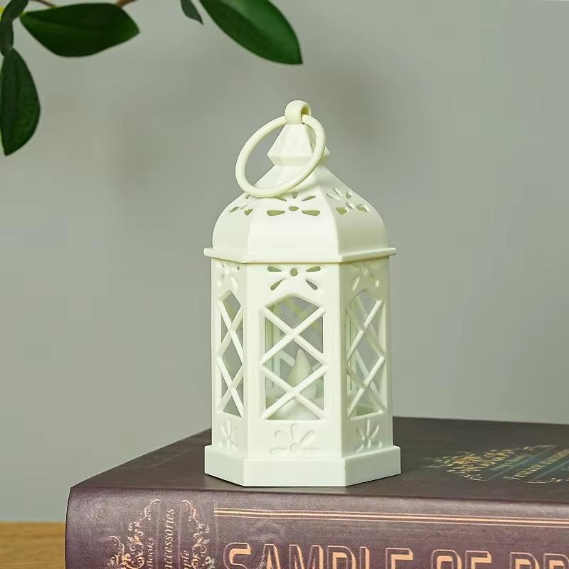 Wind Lantern 1PCS Electronic Candle Light Hexagonal Wind Lantern Portable, Portable Small Lantern Night Light, Wood Handmade