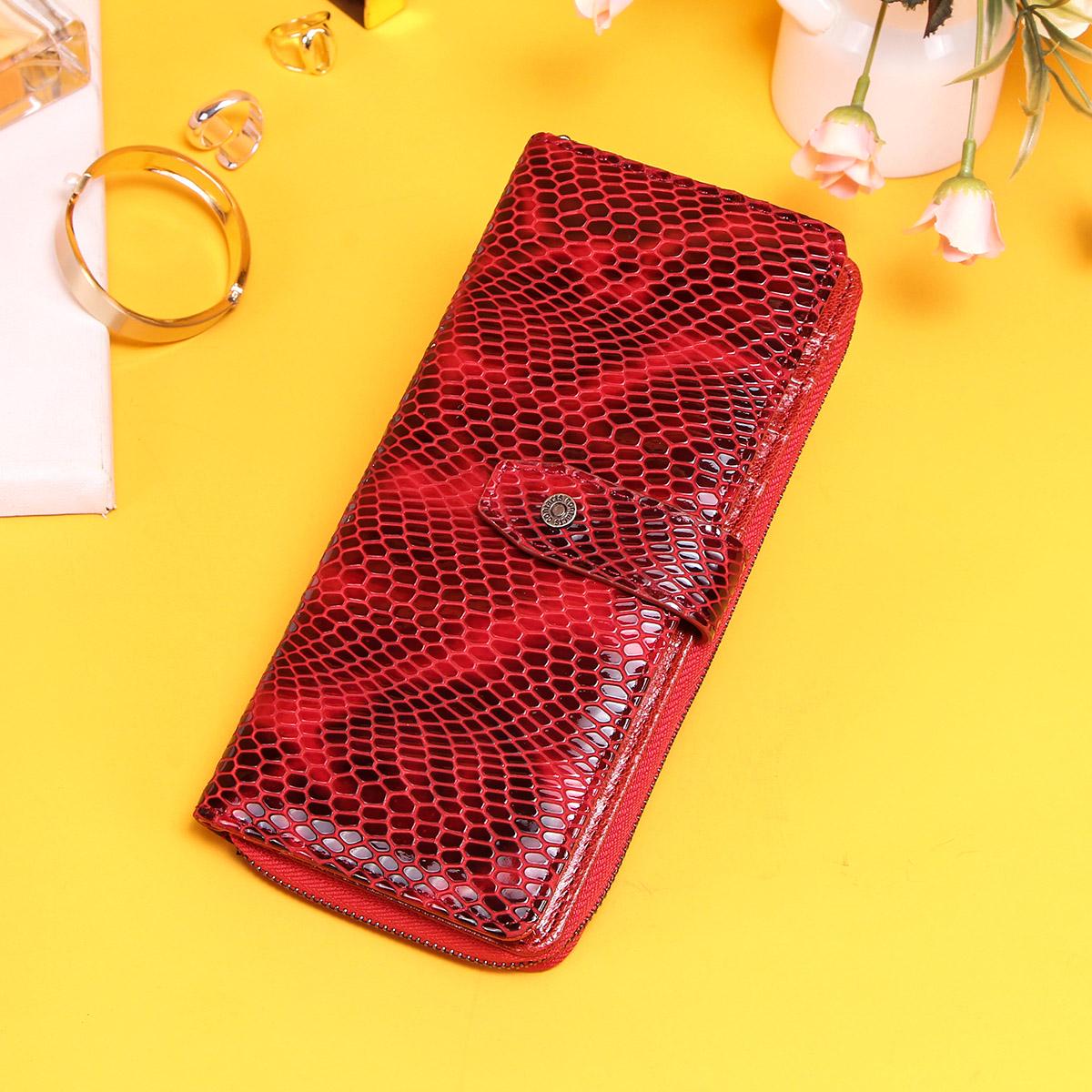 

CONTACT S женский удлинённый бумажник из натуральной кожи с отделениями для визиток, монет и мобильного телефона красный