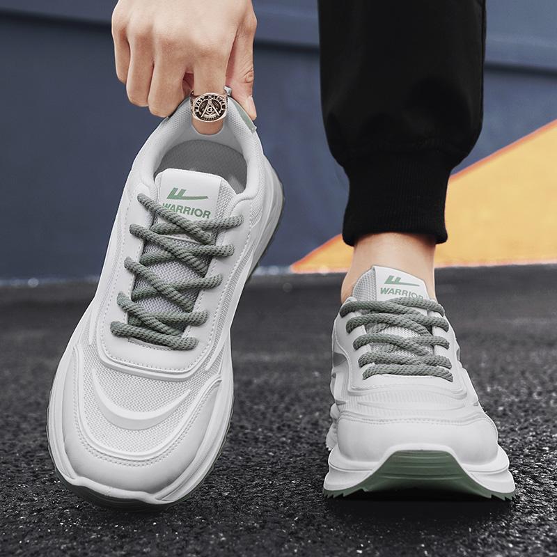 Warrior Casual Commuting Fashion Simple Trendy Versatile Lightweight Non-Slip Low-Top Lifestyle Shoes Men Sneaker White Green WXY(S)-4669N01