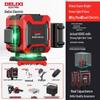 Delixi High-Precision Green Laser Level: 12-Line Infrared, Strong Light, Automatic Outdoor Use, Water-Resistant