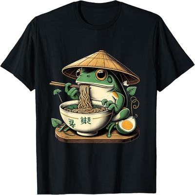 Frosch isst Ramen Kawaii Neko Japanische Nudeln Anime-Liebhaber T-Shirt