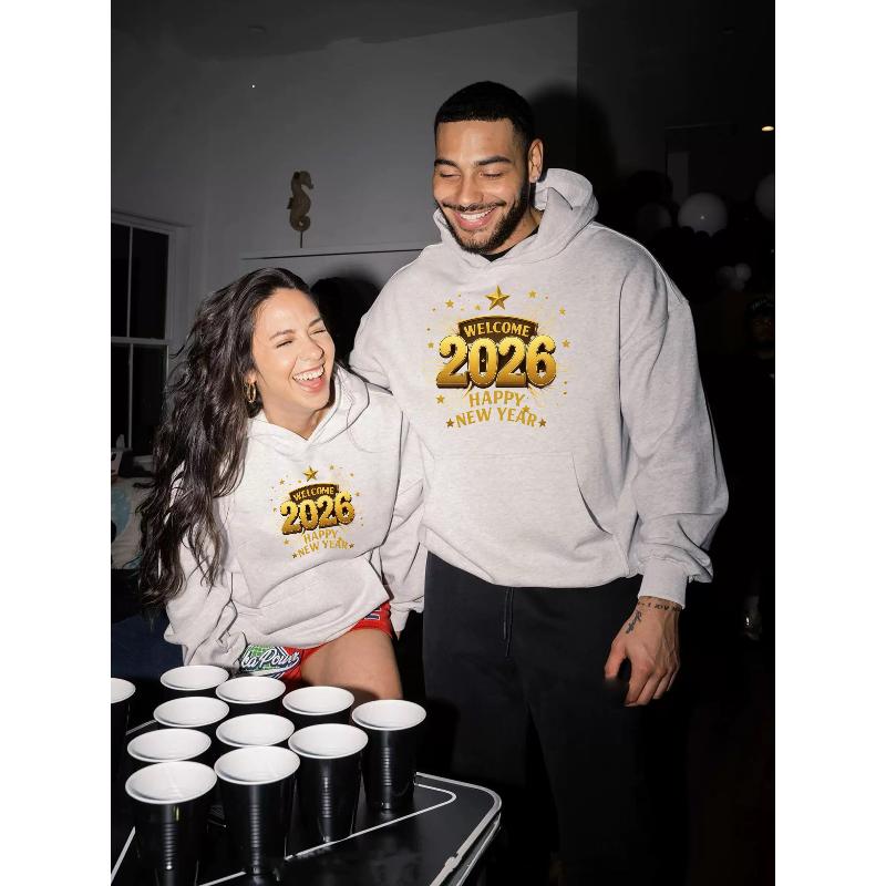 

2026 Couple s Hooded Sweatshirt Matching Casual Long Sleeve Top XXL білий