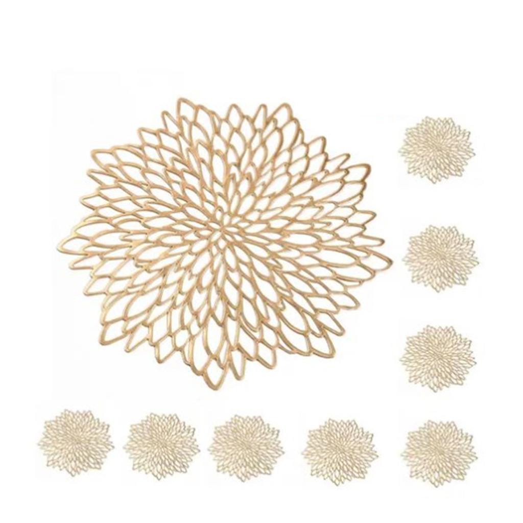 8 szt. wydrążonych podkładek stołowych w kształcie kwiatów z PVC, odpornych na ciepło podkładek pod talerze do jadalni