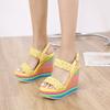 Fashion Plus Size 34-43 Shoes for Women Summer 2024 Rainbow Wedge Sandals Open Toe Sandalias Platform High Heel Casual Roman Women Shoes
