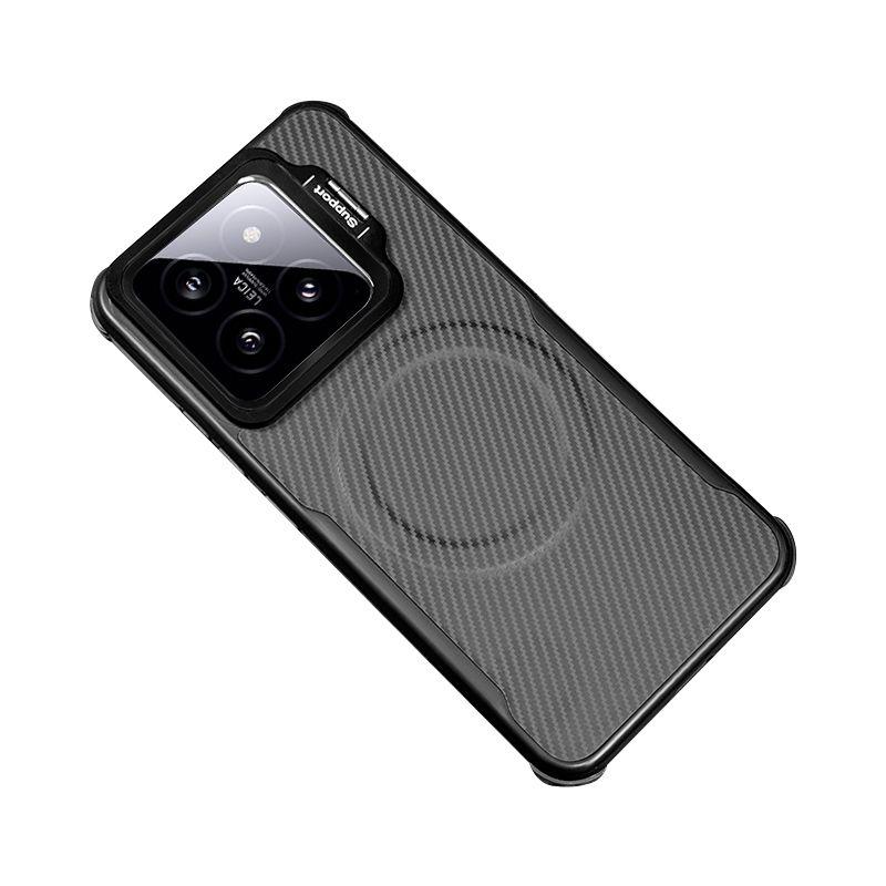 

Xiaomi Mi 14 Mobile Phone Case 14pro Kevlar Pattern 14ultra with Its Own Lens Film Holder Magnetic Case Xiaomi 14