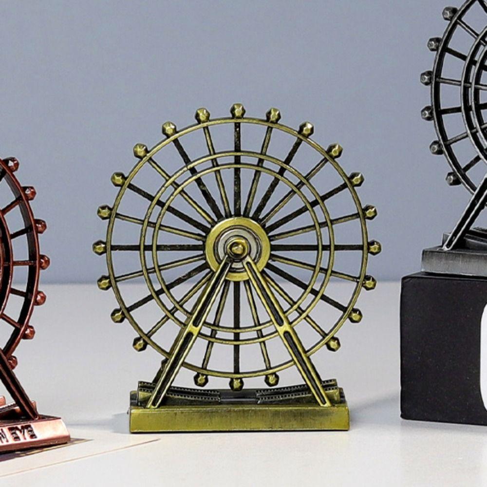 Metal Art Figurine Retro Ferris Wheel Model Crafts London Eye Ornament Desk