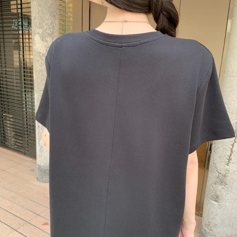 DIMANAF 2025 Sommer Übergröße Kleid Damen Lässiges Vintage Kleid Schlitz Schwarz Basic Lang Lockeres Kleid