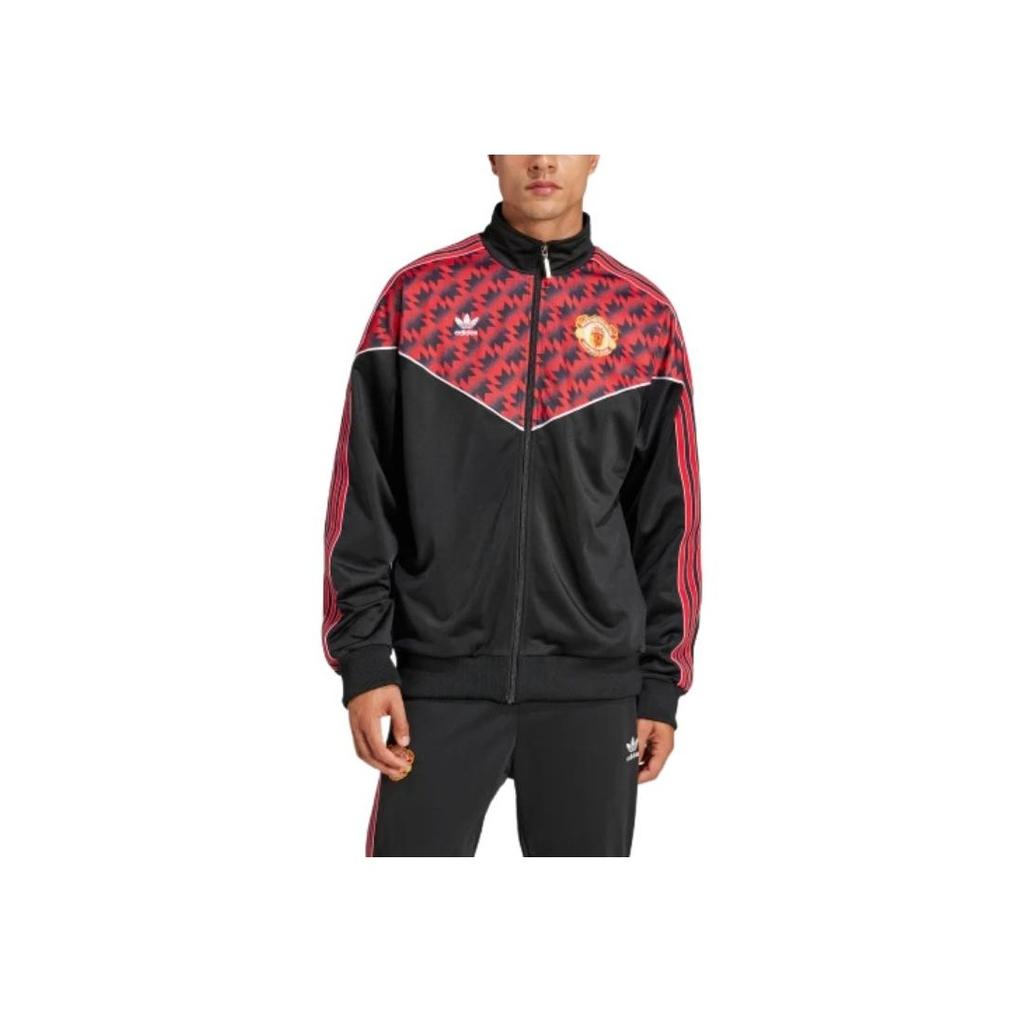 Adidas Originals Color Block Stand Collar Zip Long Sleeve Jacket Men Jacket Black JF0373