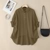 ZANZEA Women Casual Turn Down Collar Loose Half Sleeve Irregular Blouse