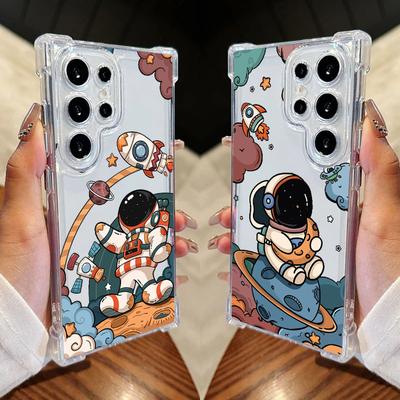 Colorful Retro Astronaut Galaxy Rocket Phone Case For Samsung Galaxy S25 FE S24 S23 S22 S21 Ultra S20 Plus Note 20 10 Soft Cover