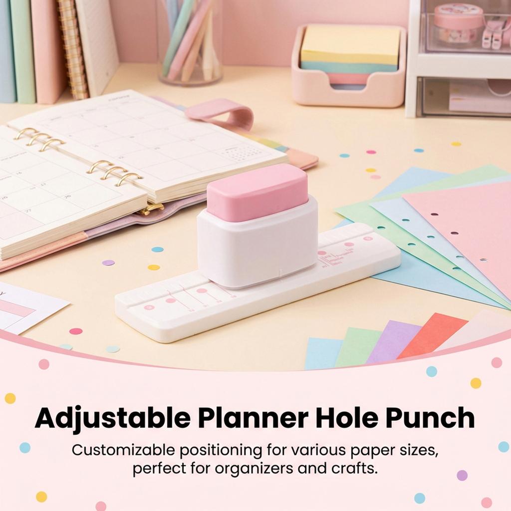 3-Hole Punch Handheld Metal And Plastic No-Paper-Shred Design For B5 Paper
