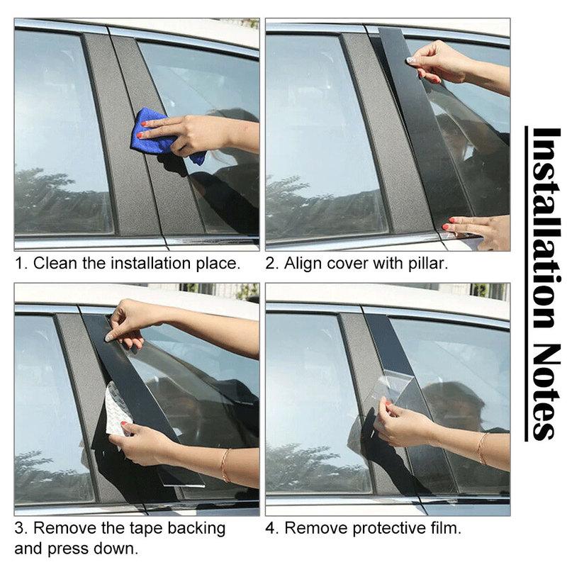 Car Door Window Trim Cover for Subaru Forester SK ~2024 Carbon Fiber Black Chrome Sticker Pillar Posts Decal Accessorie
