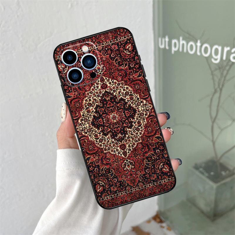 Persischer Teppich Blumenmuster Hülle Für iPhone 16 15 12 13 Mini 11 12 13 14 Pro Max X XS Max Plus XR Handyhülle