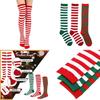 Christmas Elf Long Striped Thigh Stocking For Kids Adults