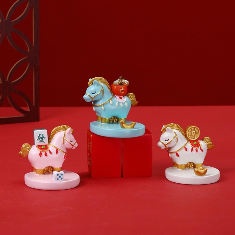 Resin Zodiac Horse Ornaments Festival Decorative Mobile Phone Stand Car Interior Ornament