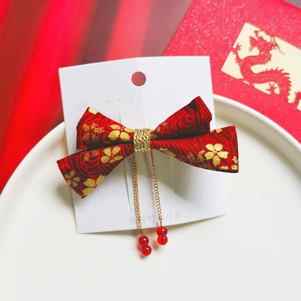 Hair Accessories Bowknot Bow Hair Hoop Chinese New Year Hairpins Kids Chinese Hair Clips Hair Rope