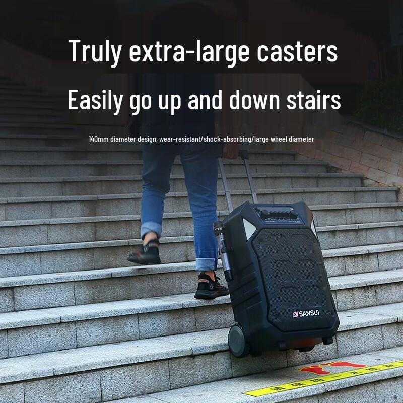 SANSUI D15 15-inch Outdoor Trolley Speaker with Wireless Mic CN plug (adapter included)