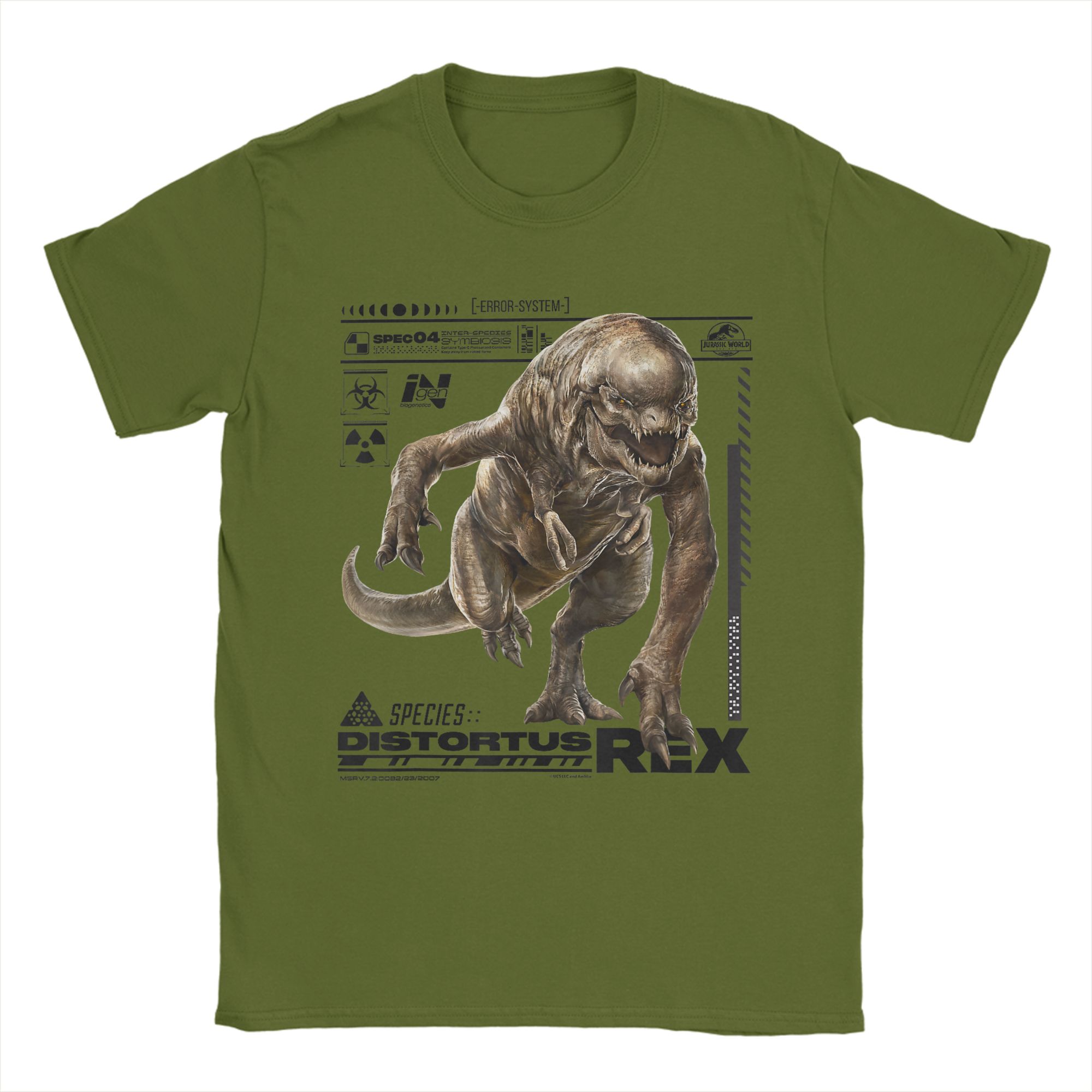 

Jurassic World Rebirth Distortus Rex Ingen Species File T Shirts Men s Pure Cotton T-Shirts Tee Shirt Short Sleeve Clothes 4XL
