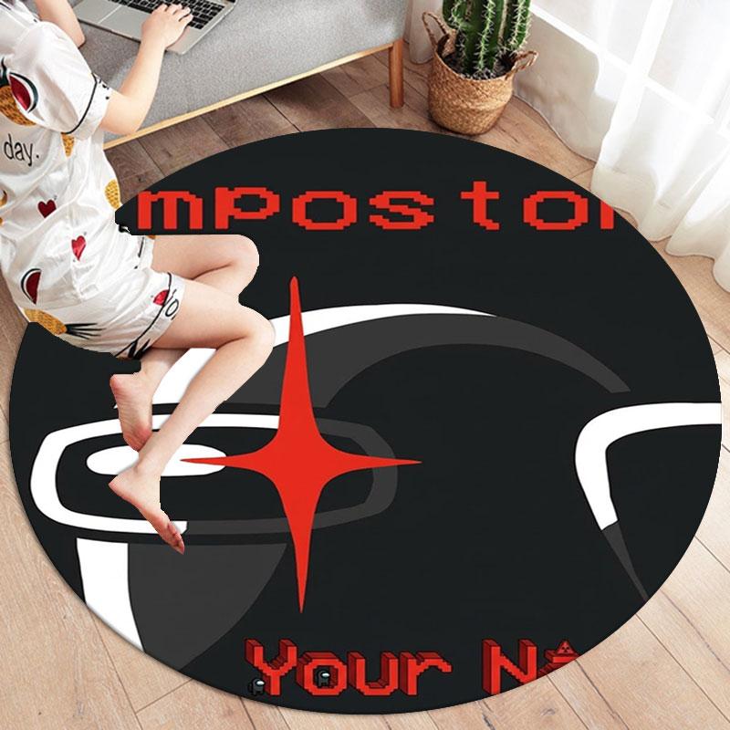 Among Us Custom Name Round Area Rug,Carpet Rug for Living Room Bedroom Sofa Playroom Decor,Non-slip Floor Mat