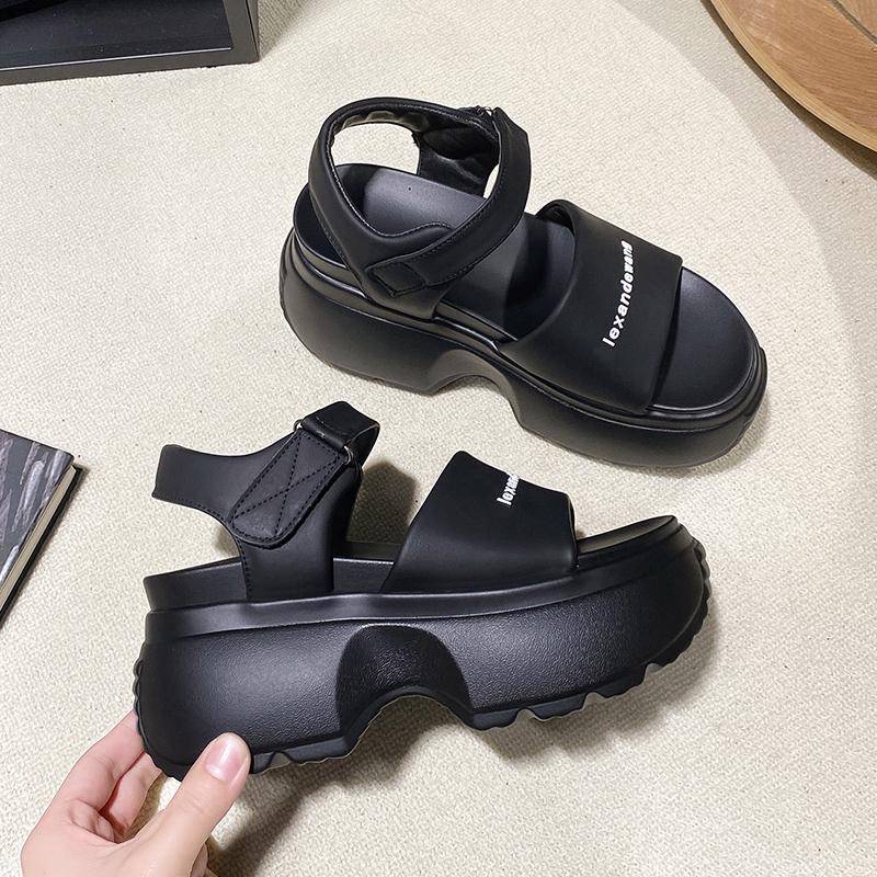 Fashion Women Leisure Chunky Platform Sandals Peep Toe High Heels Gladiator Slippers Woman Trendy Summer Beach Leather Sneakers 8.5CM