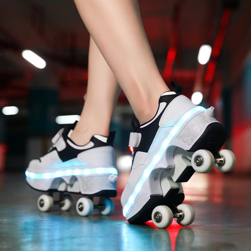 Men's/Women's /Kids Roller Roller Shoes 4-wheel Deformation Shoes Roller Skates Adult Rechargeable LuminousSkating Shoes