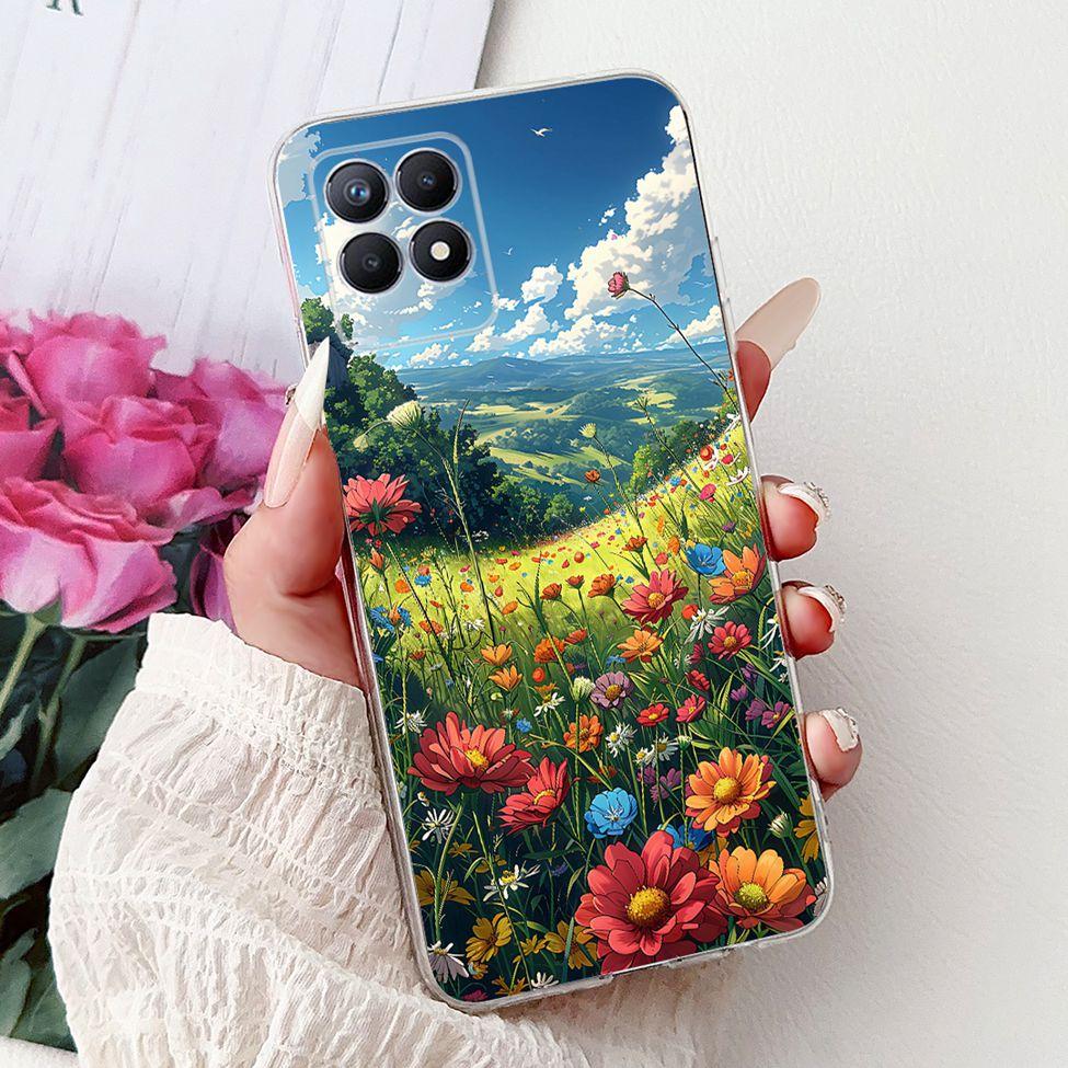 Clear Cover For Realme 8i Case RMX3151 Luxury Butterfly Love Flowers Cool Painted Phone Case For Realme Narzo 50 RMX3286 Cover