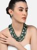 Green Beads & Floral Kundan Necklace Set for Women1697a