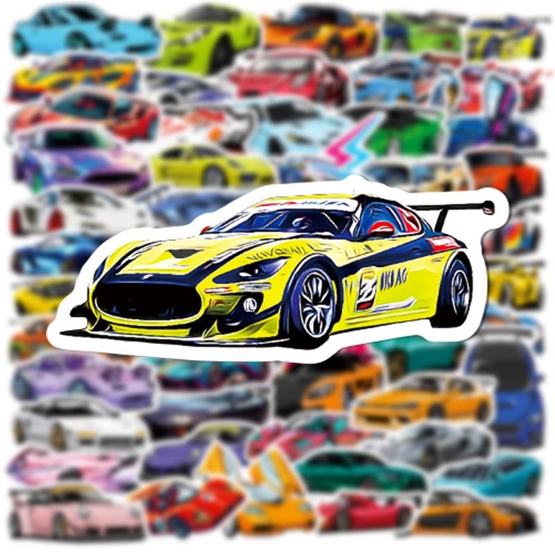 10/30/50PCS Colorful Super Car PVC Sticker Aesthetic Sticky Decoration Scrapbooking Korean Stationery School Supplies